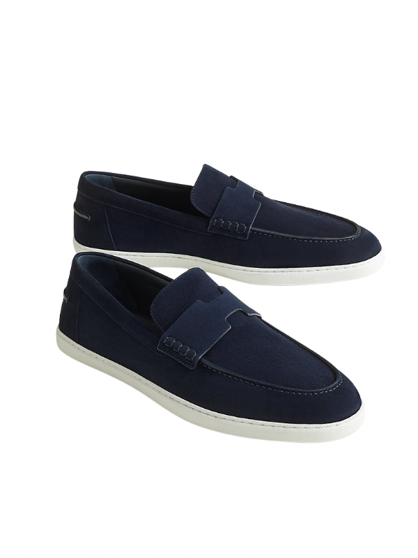 Hermès Job Loafer Dark Blue Suede | Luxury Men’s Casual Slip-On
