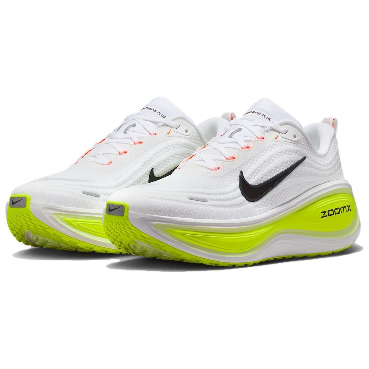 Nike Vomero Plus White Barely Volt Black pair